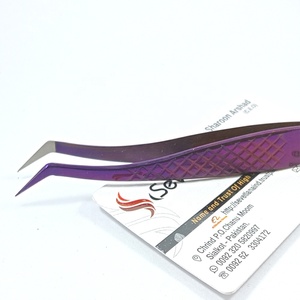 Pinzas de extensión de pestañas con punta de fibra púrpura Logotipo personalizado Empaquetado Tipo puntiagudo Hecho a pedido - Product Image 4