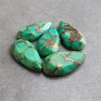 Pierres précieuses en turquoise verte naturelle de qualité AAA+, grande forme de poire, taille facettée, effet étoilé, dos plat, goutte d'eau calibrée, pierres brutes