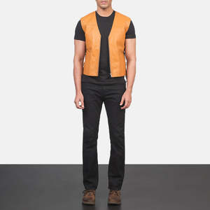 Gilet en cuir pour homme, style motard, veste sans manches pour commandes en gros à prix avantageux - Product Image 2