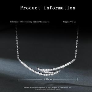 Collar con Colgante de Plata de Ley 925 con Forma de Barra Curva en Capas Modernas, con Diamantes de Moissanita, para Compromiso, Boda, Regalo para Mujer - Product Image 6