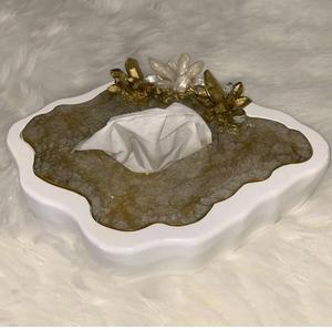 Boîte à mouchoirs rectangulaire de stockage de porte-papier de serviette de couverture de résine pour le mariage d'hôtel - Product Image 1