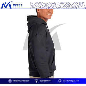 2025 Hot Selling <b>Plain</b> <b>Black</b> Color Men Drop Shoulder Hoodies Custom Logo 100%Cotton Fabric Heavy weight Quick Dry Men's <b>Hoodie</b> - Product Image 3