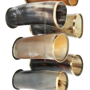 Gobelet en corne de boeuf Viking médiéval de luxe Authentique chopes à bière en bois Verres à liqueur de buffle naturel Verres en verre de luxe FWE - Product Image 1
