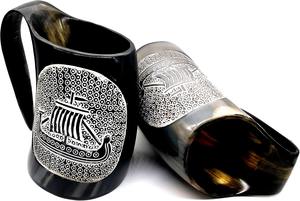 Chope traditionnelle en corne de bœuf |   Mug à boire poli à la main - Product Image 3