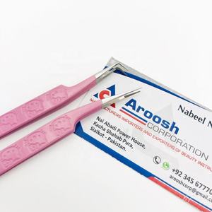 Haute qualité durable en acier inoxydable Fiber pointe isolation 90 degrés professionnel rose pince à épiler Extension de cils Aroosh Corp - Product Image 6