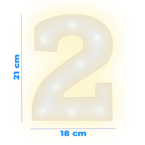 Lumière LED acrylique numéro 2, lumière chaude, alimentée par batterie - Product Image 3