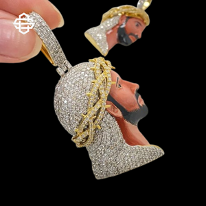 Pendentif personnalisé en moissanite hip-hop glacé pour homme, collier de luxe avec charme en diamant peint à la main, plaqué or - Product Image 4