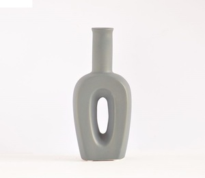 แจกันดอกไม้อลูมิเนียมหล่อไม่เหมือนใครทันสมัยเคลือบผงสีเทาเข้มของตกแต่งบ้านร้านอาหารไม่รวมดอกไม้ - Product Image 3