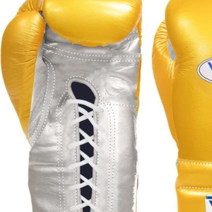 Gants de boxe à lacets Winning en cuir premium or et argent, gants de boxe professionnels pour l'entraînement et les combats, 8oz 10oz 12oz 14oz - Product Image 3
