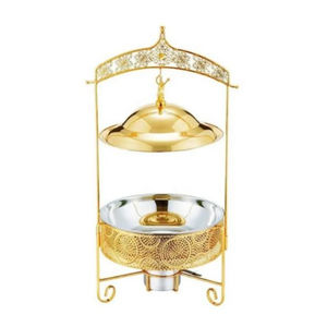 Elegance Gold Stainless Steel Chaffing Dish Round Hanging <b>Buffet</b> <b>Server</b> <b>Food</b> <b>Warmer</b> for Party Events Use - Product Image 1
