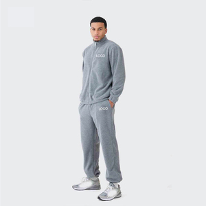 OEM Men's Heavyweight Custom logo Flared Stack Pants Casual Oversized Drop Shoulder <b>1</b>/4 <b>Zip</b> <b>Sweatshirt</b> Set Stacked Tracksuit - Product Image 4