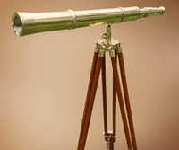 Télescope en laiton vintage avec trépied en bois décor de Spyglass nautique pour bureau étude ou salon Accent de maison maritime antique