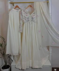 Designer <b>Silk</b> Party Wear Gown Plazzo and Dupatta - Product Image 2