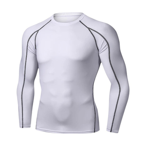 MMA Rash Guard collants de compression pour hommes t-shirt leggings ensemble de shorts imprimés personnalisés à manches longues pour hommes OEM. - Product Image 1