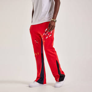 Red Color Top Quality Flared Sweatpants 100% Cotton Fleece 380gsm Best Quality Jogger Sweat-Pants with Pocket For Men - Product Image 1