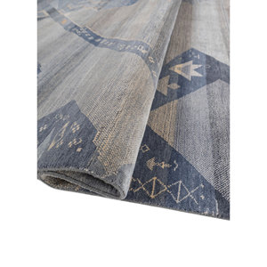 Alfombra de Lana y Seda Anudada a Mano Freedom Manchaha Azul, Rectangular de 9x12, con Patrones Geométricos de Rompecabezas para Pasillo y Uso Doméstico -Lub-137 - Product Image 2