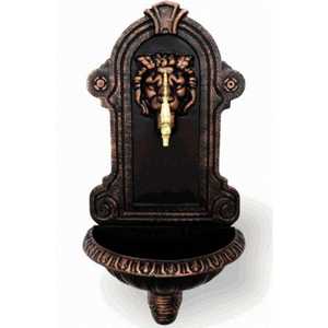 Fontaine de jardin au design classique en métal moulé/acier Corten avec robinet pour étangs, mariages, base en bois peint - Product Image 1