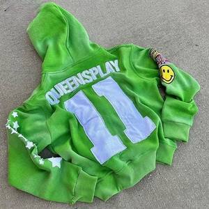 เสื้อฮู้ดดี้สตรีทแวร์ปี 2026 ผลิตตามสั่ง พร้อมป้ายปักโลโก้แบบกำหนดเอง ผ้าเฟรนช์เทอร์รี่ ล้างสีแบบแอซิดวอช ลายนูน ซิปหน้า สำหรับผู้ชาย - Product Image 6