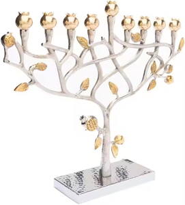 Candelabro moderno de plata con 9 soportes Menorah y soporte decoración de Metal Granada para bodas y Navidad por decor IMPEX - Product Image 5