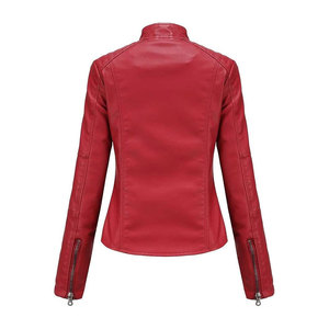 Logo personnalisé veste en cuir à fermeture éclair pour femmes à manches longues vêtements d'extérieur à la mode idéal pour l'automne tenue décontractée et activités quotidiennes - Product Image 4