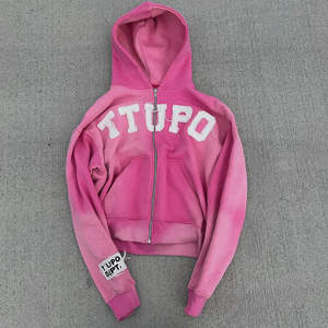 Fabricants de sweats à capuche personnalisés Streetwear coupé et cousu sweat à capuche avec appliques zippées avec patch de broderie vieilli sweats à capuche délavés à l'acide - Product Image 3