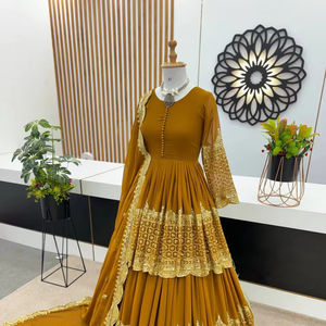 Designer Party Wedding Wear Faux Georgette Heavy <b>Sequence</b> Embroidery <b>Top</b> and Lehenga With <b>Sequence</b> Lace Border Dupatta Set - Product Image 1