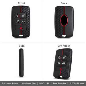 Funda Protectora de Goma Suave para Llaves Compatible con Jaguar XE XF XJ F-PACE F-TYPE Land <span class=keywords><strong>Rover</strong></span> Velar de 5 Botones con Diseño de Panal de Abeja - Product Image 2
