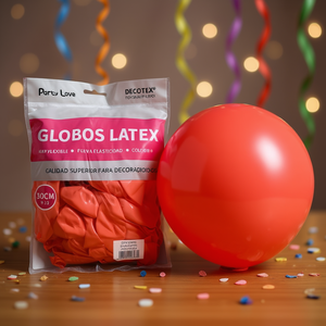 Globos de Látex Party Love de 30 cm, Color Rojo Coral, Bolsa de 50 Unidades, Artículos Decorativos para Fiestas - Product Image 3