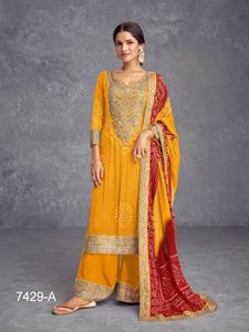Dernier costume Salwar en soie de chinon lourd et Dupatta avec impression numérique broderie séquence miroir travail femme mode - Product Image 2