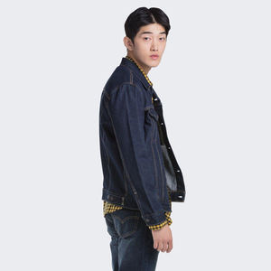 Chaqueta vaquera de talla grande para hombre, novedad de invierno 2023, servicio OEM, abrigo acolchado grueso con decoración de piel, teñido liso - Product Image 3