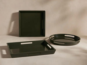 Plateau rectangulaire en laque de luxe haute brillance Vaisselle décorative artisanale et décoration intérieure - Product Image 3