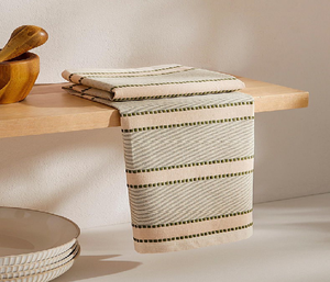 Serviettes en coton texturé bleu doux pour un look de cuisine frais. Très absorbant. Disponible à prix de gros. - Product Image 3