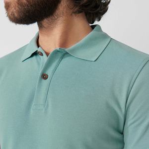 เสื้อโปโลสีทึบสำหรับนักธุรกิจชายเสื้อคอตตอนปักโลโก้100% ออกแบบได้ตามต้องการ - Product Image 4