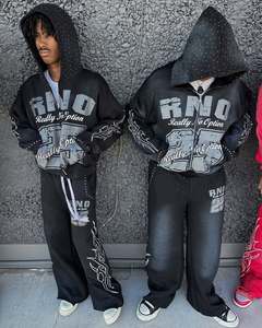 Chándal de 2 piezas con sombrero de papá de alta calidad, ropa de calle Unisex, chándal personalizado Dtg con estampado de pantalla Sun Fade Heavyweight para hombre - Product Image 1