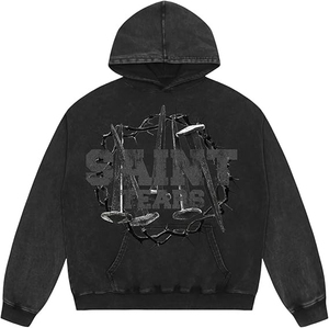 Sweat à capuche pour hommes lavé à l'acide avec logo personnalisé 500gsm French Terry Dtg Printing Streetwear Heavyweight Vintage - Product Image 1