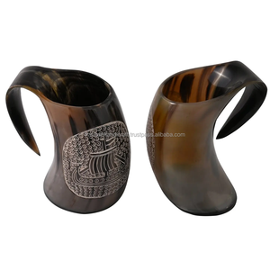 High Demand Viking Style Natural Horn Beer Mug with <b>Hand</b> <b>Grip</b> Sustainable Customizable Logo for Hot/Cold Drinks - Product Image 6