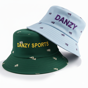 Chapeau de seau d'été noir en polyester personnalisé avec logo de designer imprimé, broderie 3D, impression en relief, motif animal, style image, extérieur - Product Image 3