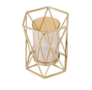 เชิงเทียนโลหะสำเร็จรูปสีทองสำหรับตกแต่งบ้านไฟคริสต์มาสแบบตั้งโต๊ะ - Product Image 1