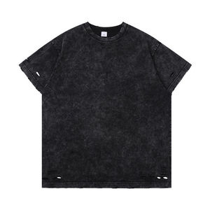 Camiseta personalizada de algodón 300G 100% para hombre, tejido de bambú extragrande lavado y desgastado de peso pesado con letras únicas - Product Image 5