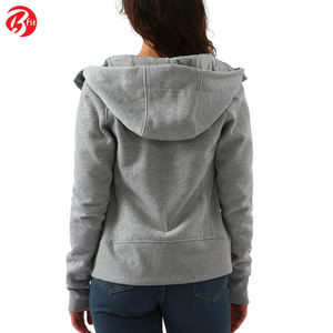 Servicio OEM Buena calidad Liso Zip Up Sudaderas con capucha Algodón Fleece Tela transpirable Manga larga Slim Fit Señoras Sudaderas con capucha - Product Image 2