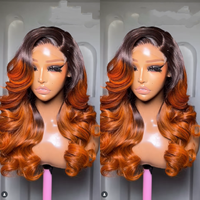 Prix de gros Ginger Body Wave 13x4 13x6 HD Lace Frontal Curly Perruque Raw Cheveux Vietnamiens Colorés Perruques de Cheveux Humains Lace Front