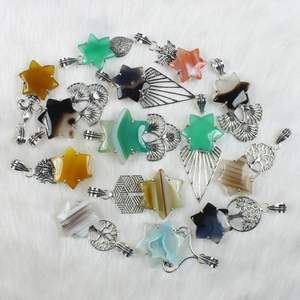 Collier pendentif en agate en forme d'étoile de créateur, magnifique multi-bandes avec réglage de lunette pour la vente au détail - Product Image 5