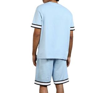 Wholesale Plus Size Men Summer Sportswear Solid High Street Style T-Shirt and Shorts <b>Set</b> Breathable Quick Dry Polyester/Cotton - Product Image 4