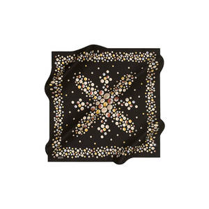 Vintage Designer Logo Scarf-Black Silk Square Digital Print - Product Image 1