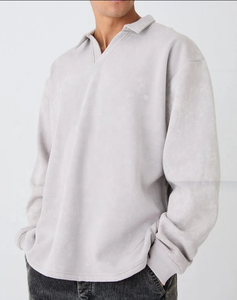 Wholesale Clothing OEM Factory High Quality Long Sleeve Polo Oversize Uniform Jersey Men Basics Sweatshirts 2026 Hip Hop Shirts - Product Image 4