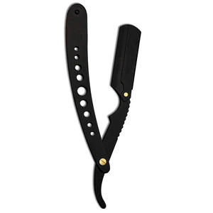 Maquinillas de afeitar de una sola hoja para hombre, recubiertas de color negro completo con elegantes cuchillos de afeitar plegables, herramientas de afeitado con orificio - Product Image 1