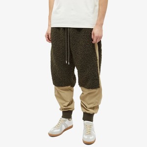 Pantalones de chándal de lana Sherpa de dos tonos Con parte inferior de trabajo con parche de invierno personalizado para ropa de hombre, Pantalones rectos a rayas curvas - Product Image 5