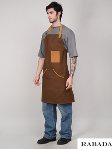 ผ้ากันเปื้อนผ้าใบผ้ายีนส์สำหรับร้านตัดผมผ้าฝ้ายเดนิมใช้เป็นเครื่องหนัง - Product Image 6