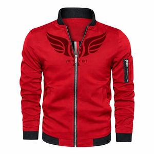 Blouson aviateur rouge personnalisé de haute qualité pour homme, fermeture éclair, streetwear décontracté, blouson aviateur avec col côtelé - Product Image 1