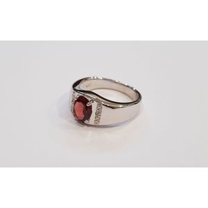 Handmade Women's Natural <b>Garnet</b> White Topaz <b>Ring</b> 925 Sterling <b>Silver</b> Platinum Oval Cut Diamond Everyday Wear Jewelry Shah Gems - Product Image 2